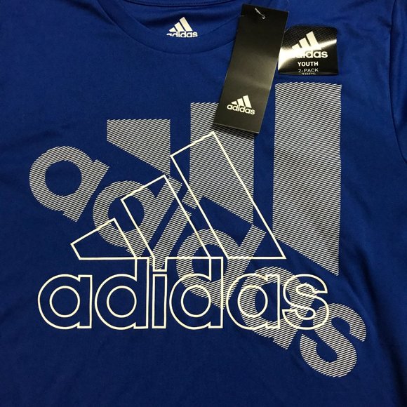 NWT adidas Youth 2-pack Performance Tee, Blue and Gray - S (8) - Picture 2 of 4